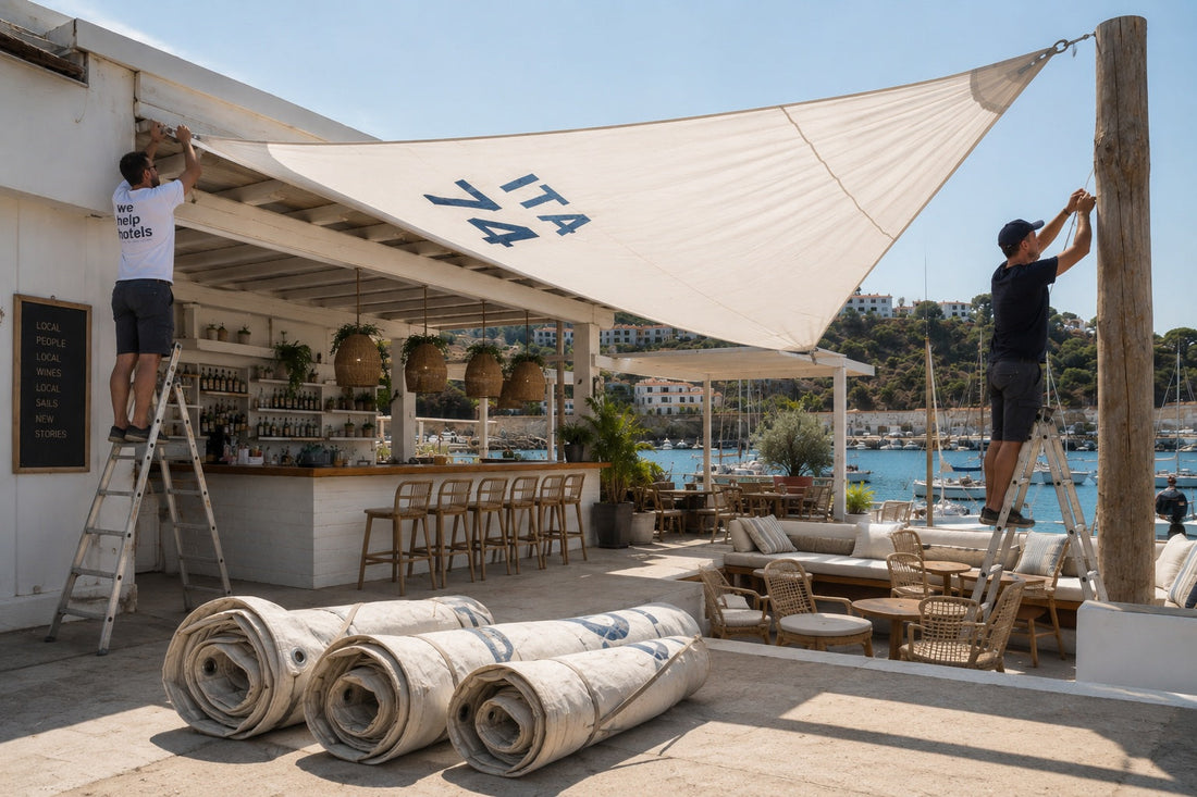 Let old sails help your hotel to stay cool.