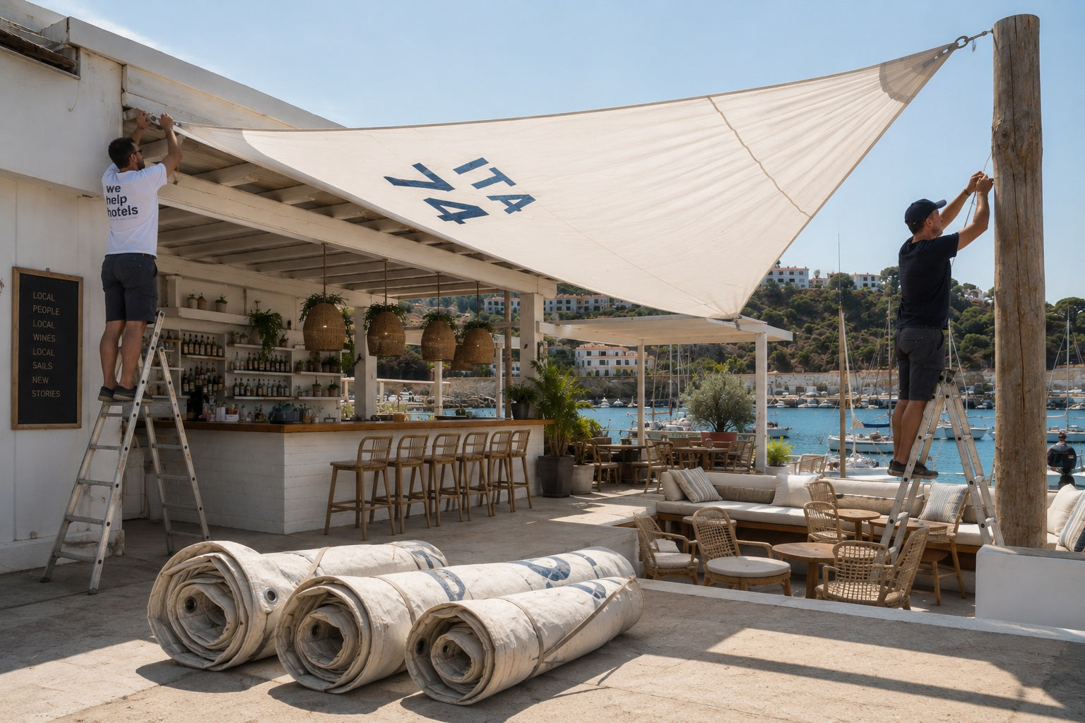 Let old sails help your hotel to stay cool.